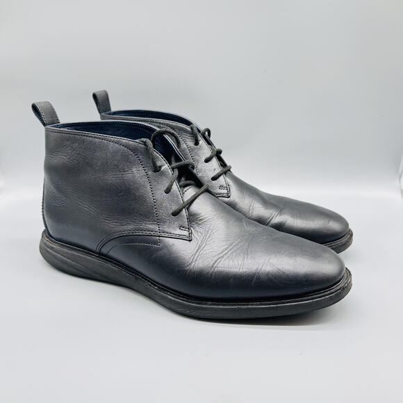 Cole Haan Boots Mens 12 Black Leather Chukka Grand OS Ankle Lace Up Comfort - Picture 2 of 10